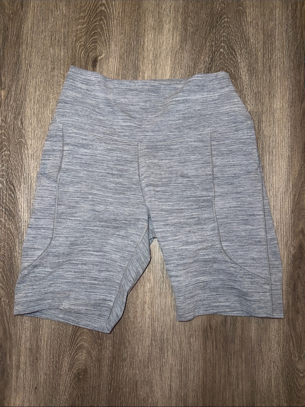 Nike Heather Light Gray High-Rise Bike Shorts
